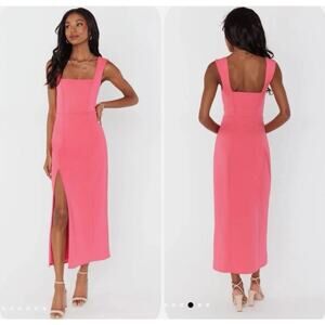 NWT Show Me Your Mumu‎ Eden Midi Dress Flamingo Pink Crepe Preppy Event Small